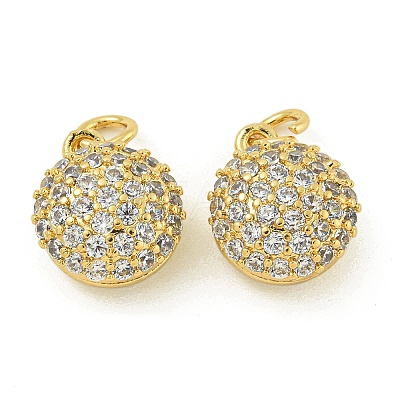 Rack Plating Brass Micro Pave Clear Cubic Zirconia Charms KK-Z067-23G-01-1