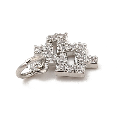 Brass Micro Pave Cubic Zirconia Charms KK-E077-02P-09-1