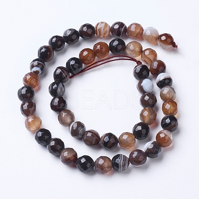Natural Striped Agate/Banded Agate Beads Strands G-G753-05-8mm-1