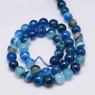 Natural Stripe Agate Beads Strands X-G-G581-8mm-05-1