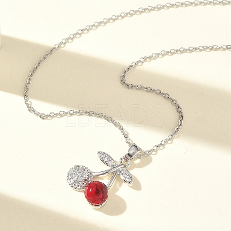 Brass & Cubic Zirconia Pendant Necklaces SA-CBA7E55-03P-01-1