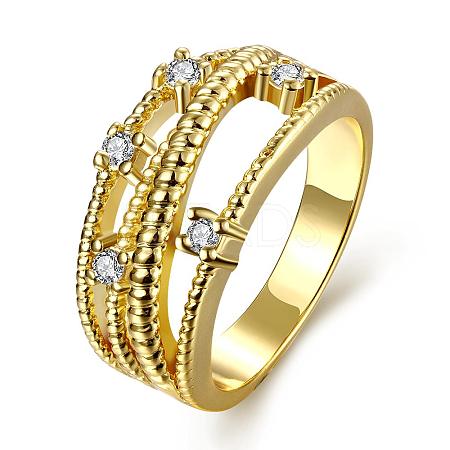 Trendy Real 18K Gold Plated Brass Cubic Zirconia Finger Rings RJEW-BB06512-7G-1