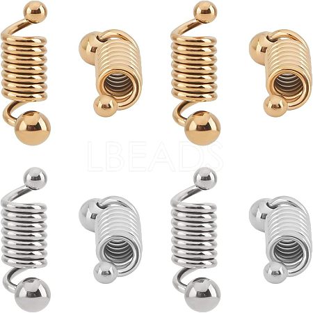 8Pcs 2 Colors 304 Stainless Steel Coil Cord Ends STAS-UN0026-64-1