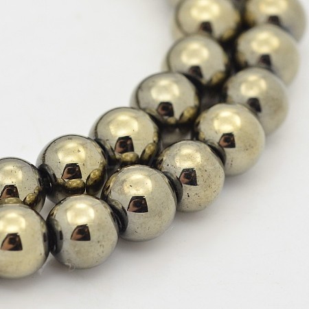 Round Non-magnetic Synthetic Hematite Beads Strands G-D617-6mm-26-1