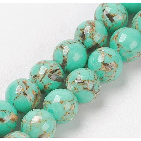 Sea Shell and Synthetic Turquoise Assembled Beads Strands G-G758-07-10mm-1