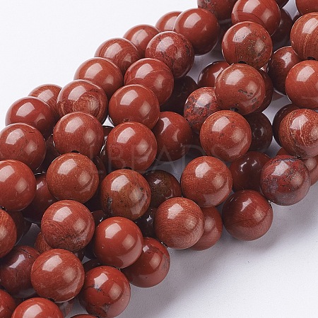 Natural Red Jasper Round Beads Strands X-GSR10mmC011-1