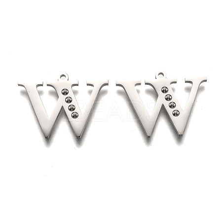 Non-Tarnish 304 Stainless Steel Letter Pendant Rhinestone Settings STAS-Y006-61P-W-1