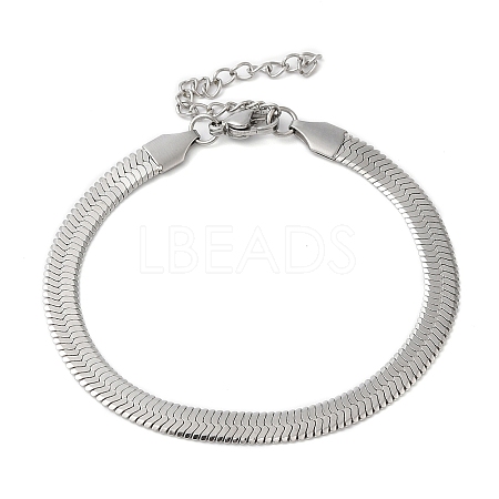 Non-Tarnish 304 Stainless Steel Herringbone Chain Bracelet for Men Women BJEW-Q998-01P-1