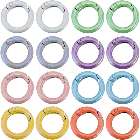 SUNNYCLUE 16Pcs 8 Colors Zinc Alloy Spring Gate Rings FIND-SC0007-32-1