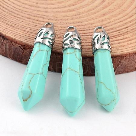 Dyed Bullet Synthetic Turquoise Pointed Pendants G-E332-C12-1