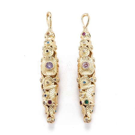 Real 18K Gold Plated Brass Micro Pave Cubic Zirconia Pendants X-ZIRC-M114-54G-1