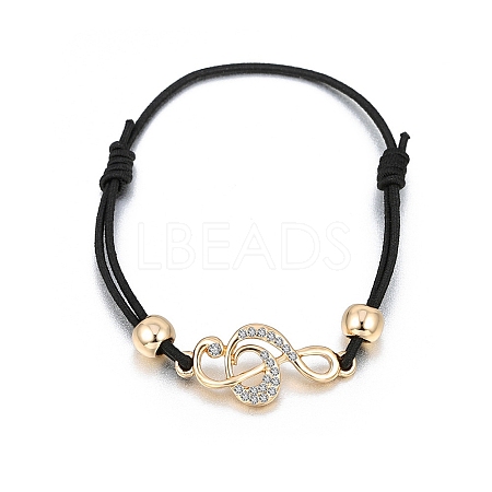 Alloy with Rhinestone Musical Note Link Bracelet PW-WG50083-01-1