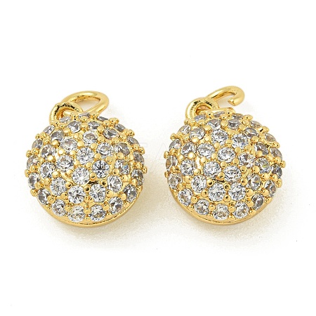 Rack Plating Brass Micro Pave Clear Cubic Zirconia Charms KK-Z067-23G-01-1
