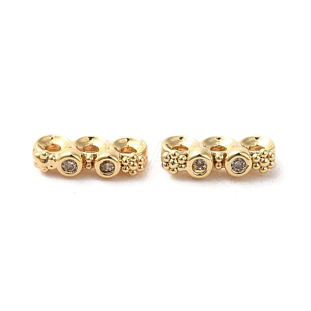 Brass Micro Pave Clear Cubic Zirconia Slide Charms KK-G481-01G-1