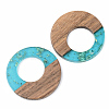 Transparent Resin & Walnut Wood Pendants RESI-S389-036A-B03-2