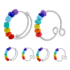 10Pcs 2 Style Rainbow Color Glass Beaded Rotating Open Cuff Rings Set RJEW-DC0001-15-1