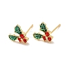 Cubic Zirconia Cherry Stud Earrings with Enamel X-EJEW-P199-14G-2