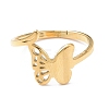 Ion Plating(IP) 304 Stainless Steel Hollow Out Butterfly Adjustable Ring for Women RJEW-I097-03G-2