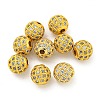 Round Brass Micro Pave Cubic Zirconia Beads ZIRC-N016-01G-6MM-1