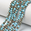 Electroplate Opaque Solid Color Glass Beads Strands EGLA-A034-P8mm-J03-1