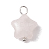 Natural Rose Quartz Star Charms with Brass Loops PALLOY-JF02733-02-1