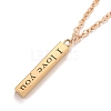 Rectangle with Word I Love You 304 Stainless Steel Pendant Necklace with Alloy Cable Chain for Women NJEW-M192-01G-1