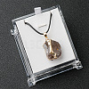 Electroplated Raw Natural Smoky Quartz Neggets Pendant Black Wax Cord Necklaces FS-WG48460-07-1