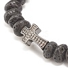 Natural Lava Rock Beaded Stretch Bracelet BJEW-JB08294-01-4