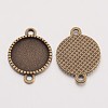 Tibetan Style Alloy Flat Round Cabochon Connector Settings X-TIBE-Q038-001C-AB-NR-2