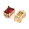 Brass Pave Faceted Glass Connector Charms X-KK-Q811-01-2