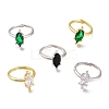 Brass Micro Pave Cubic Zirconia Solitaire Rings RJEW-N031-07-1