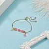 Handmade Japanese Seed Rectangle & Star & Tassel Charms Slider Bracelet BJEW-MZ00013-02-5