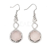 Hexagon Natural Rose Quartz Dangle Earrings EJEW-K298-01P-09-4