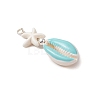 2Pcs 2 Colors Cowrie Shell Enamel & Synthetic Turquoise Starfish Pendants PALLOY-JF03406-4