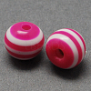 Round Striped Resin Beads RESI-R158-8mm-08-1