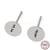 Rhodium Plated 925 Sterling Silver Stud Earring Findings STER-E068-01C-P-1
