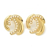 Ion Plating(IP) 304 Stainless Steel & ABS Plastic Pearl Stud Earrings EJEW-G400-19G-2