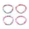 4Pcs 4 Color Handmade Polymer Clay Disc Surfer Bracelets Set BJEW-JB08799-1