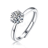 Rhodium Plated 925 Sterling Silver Moissanite Rhinestone Solitaire Ring AJEW-U007-12P-1