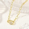 Brass Paperclip Chain Necklaces with Rectangle Brass Micro Pave Clear Cubic Zirconia Screw Carabiner Lock Charms NJEW-JN06410-1