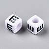 Large Hole Acrylic Letter European Beads SACR-Q103-6mm-01E-2