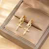 Brass Micro Pave Cubic Zirconia Hoop Dangle Earrings WGB4EB7-01-2