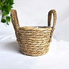 Round Cattail Straw Braided Basket with Handles HULI-PW0002-071A-1