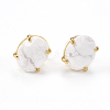 Natural Howlite Stud Earrings EJEW-L196-04C-1