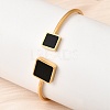 Square 304 Stainless Steel Enamel Cuff Bangles BJEW-Z166-01G-1