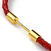 Brass Column Bar Link Bracelet with Leather Cords BJEW-G675-05G-3
