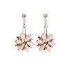 Flower Shape Brass Glass Imitation Rose Quartz Dangle Earrings EJEW-BB65719-A-1