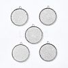 Tibetan Style Alloy Flat Round Pendant Cabochon Settings TIBEP-Q045-068G-AS-RS-1