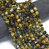 Dyed Natural Yellow & Blue Tiger Eye Beads Strands G-K389-A26-01-2