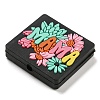 Valentine's Day Rectangle with Flower & Word Mama Silicone Focal Beads SIL-A005-04-2